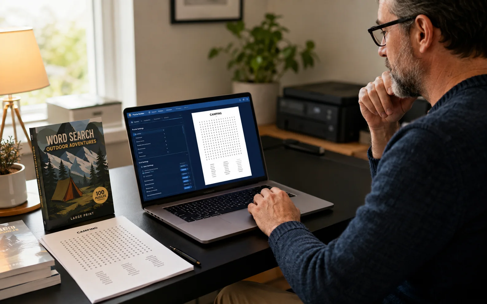 Independent publisher reviewing a puzzle-book interior